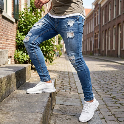 👖60 % RABATT! 🔥 Stylische Skinny Jeans im Used-Look für Herren – Schmale, zulaufende Passform, atmungsaktive Baumwolle & lässige Risse