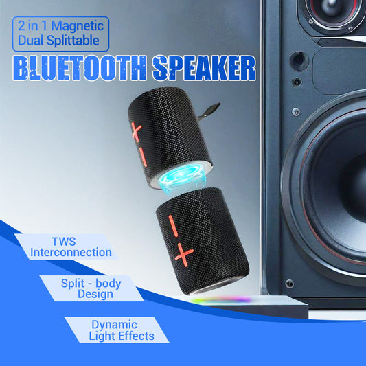 🔊🎵 Magnetisch teilbarer Bluetooth-Lautsprecher: 2-in-1 Design, kraftvoller Stereo-Sound, perfekt für unterwegs 🏕️⚡