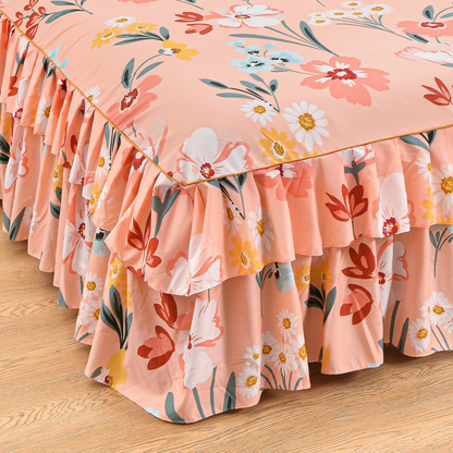 📢📢50 % Rabatt!! ⏰ 🌙3-teiliger Rüschenbettrock – Eleganter Fall & einfaches Wechseln | Romantisches Schlafengehen 🛏️🌹
