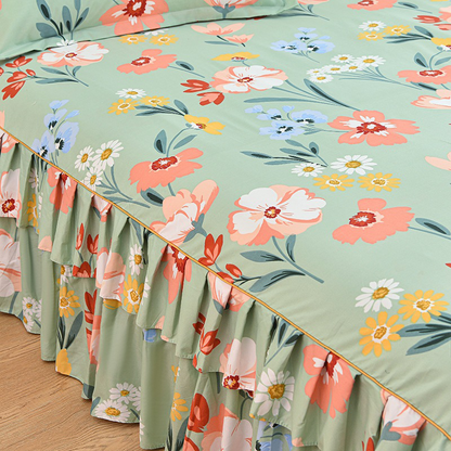 📢📢50 % Rabatt!! ⏰ 🌙3-teiliger Rüschenbettrock – Eleganter Fall & einfaches Wechseln | Romantisches Schlafengehen 🛏️🌹