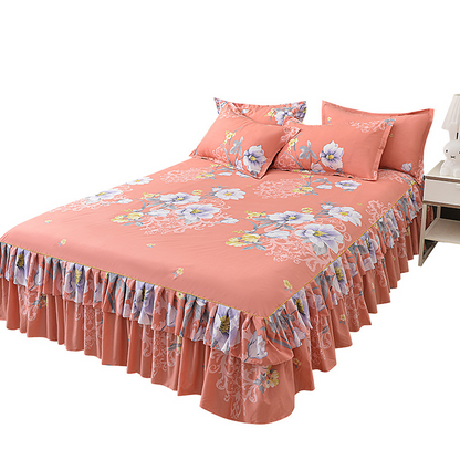 📢📢50 % Rabatt!! ⏰ 🌙3-teiliger Rüschenbettrock – Eleganter Fall & einfaches Wechseln | Romantisches Schlafengehen 🛏️🌹