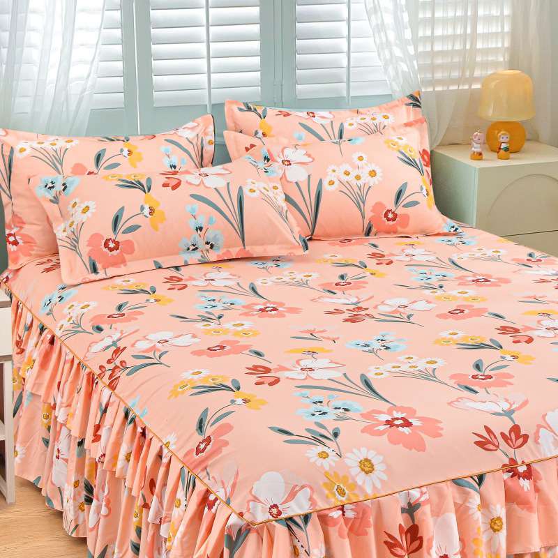 📢📢50 % Rabatt!! ⏰ 🌙3-teiliger Rüschenbettrock – Eleganter Fall & einfaches Wechseln | Romantisches Schlafengehen 🛏️🌹