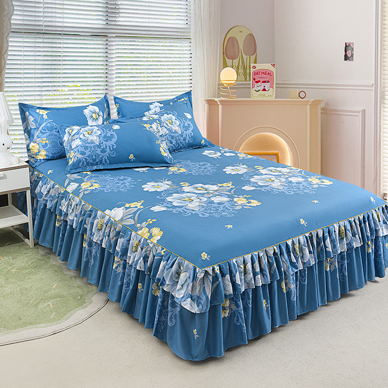 📢📢50 % Rabatt!! ⏰ 🌙3-teiliger Rüschenbettrock – Eleganter Fall & einfaches Wechseln | Romantisches Schlafengehen 🛏️🌹