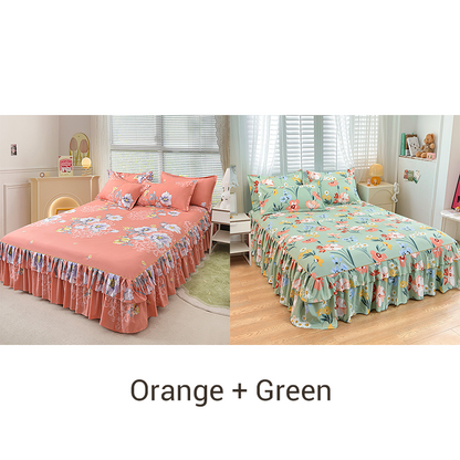📢📢50 % Rabatt!! ⏰ 🌙3-teiliger Rüschenbettrock – Eleganter Fall & einfaches Wechseln | Romantisches Schlafengehen 🛏️🌹