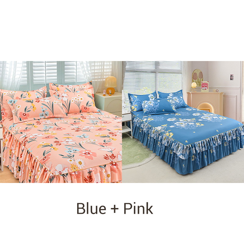 📢📢50 % Rabatt!! ⏰ 🌙3-teiliger Rüschenbettrock – Eleganter Fall & einfaches Wechseln | Romantisches Schlafengehen 🛏️🌹