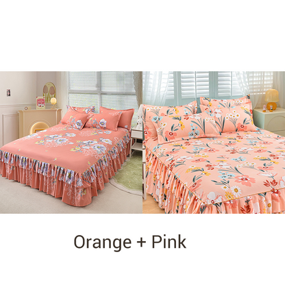 📢📢50 % Rabatt!! ⏰ 🌙3-teiliger Rüschenbettrock – Eleganter Fall & einfaches Wechseln | Romantisches Schlafengehen 🛏️🌹