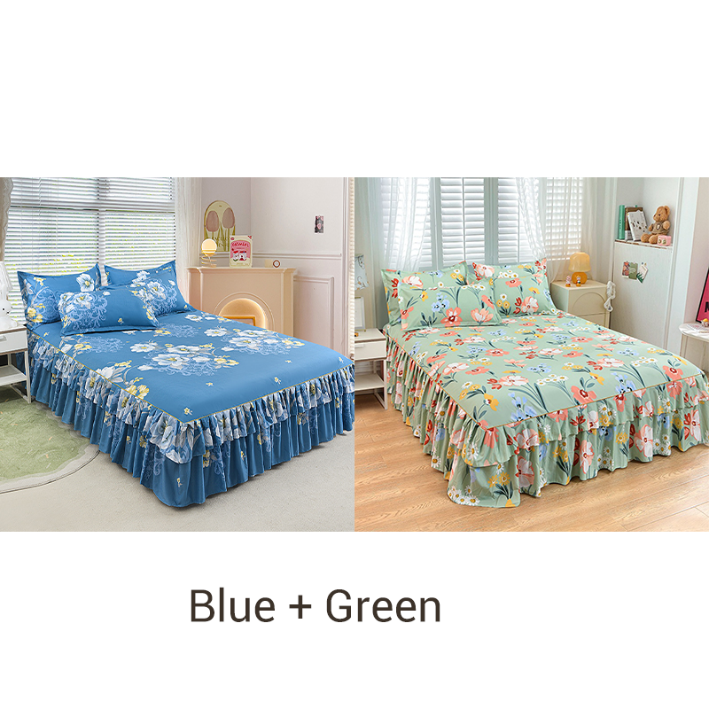 📢📢50 % Rabatt!! ⏰ 🌙3-teiliger Rüschenbettrock – Eleganter Fall & einfaches Wechseln | Romantisches Schlafengehen 🛏️🌹