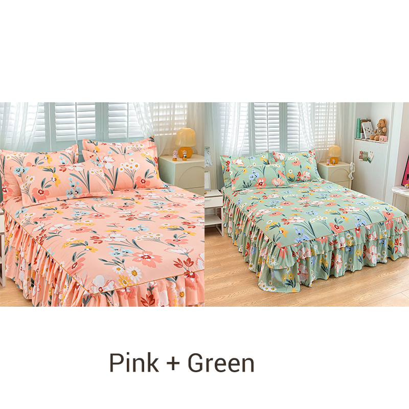 📢📢50 % Rabatt!! ⏰ 🌙3-teiliger Rüschenbettrock – Eleganter Fall & einfaches Wechseln | Romantisches Schlafengehen 🛏️🌹