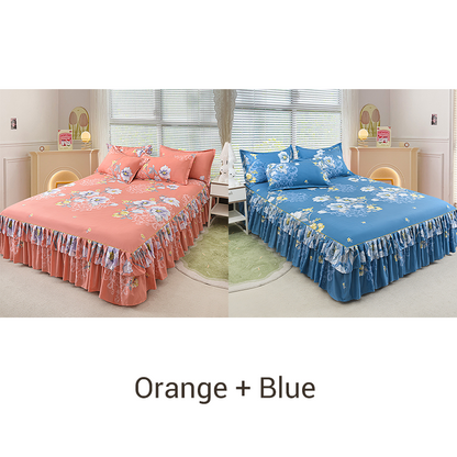 📢📢50 % Rabatt!! ⏰ 🌙3-teiliger Rüschenbettrock – Eleganter Fall & einfaches Wechseln | Romantisches Schlafengehen 🛏️🌹