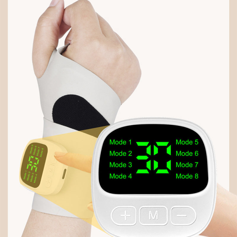 📢📢50 % Rabatt!! 🔥🎁 Praktisches Handgelenk-Massagegerät | Leicht tragbar, atmungsaktiv, 8 Massageprogramme – Löst Handgelenkschmerzen zu Hause & Büro