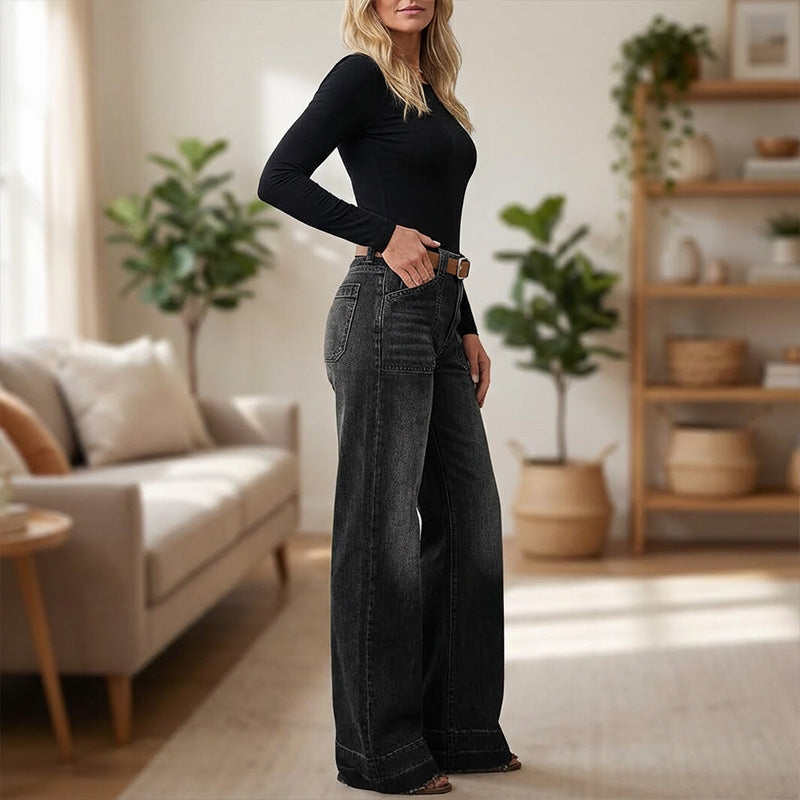 🎉Heißer Verkauf 50% RABATT👖 Damen Retro Flare Jeans – Vintage Wash, Stretch Denim & Hoher Bund für Perfekten Komfort ✨