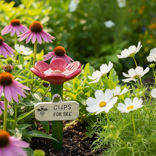 🌿🌸 Keramische Bienentränke in Blütenform💦🐝Praktischer Wasserspender für Bienen, wetterfest & nachhaltig – schonend für Insekten!