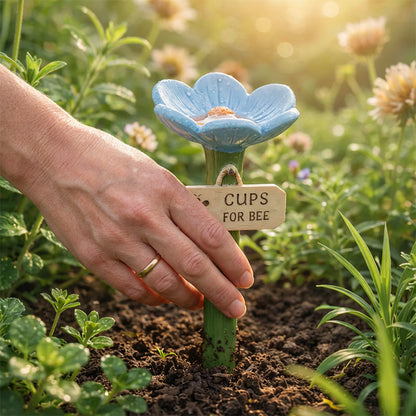 🌿🌸 Keramische Bienentränke in Blütenform💦🐝Praktischer Wasserspender für Bienen, wetterfest & nachhaltig – schonend für Insekten!