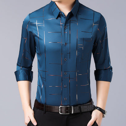 👔 Herren Langarm-Hemd – Gestreift, Dünn, Bügelfrei, Elastisch – Für Business & Lässig