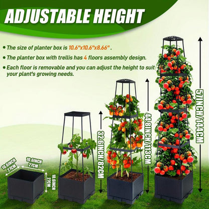 🌱 Gartenhochbeet Pflanzkästen mit Rankgitter｜Perfekt für Kletterpflanzen und Gemüseanbau