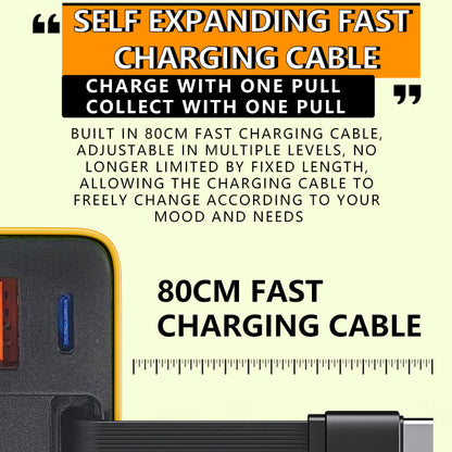 ✨⚡3-in-1-GaN-Ladegerät, 65W-Schnellladegerät für Smartphones mit Typ-C-Kabel und 2 USB-Anschlüssen