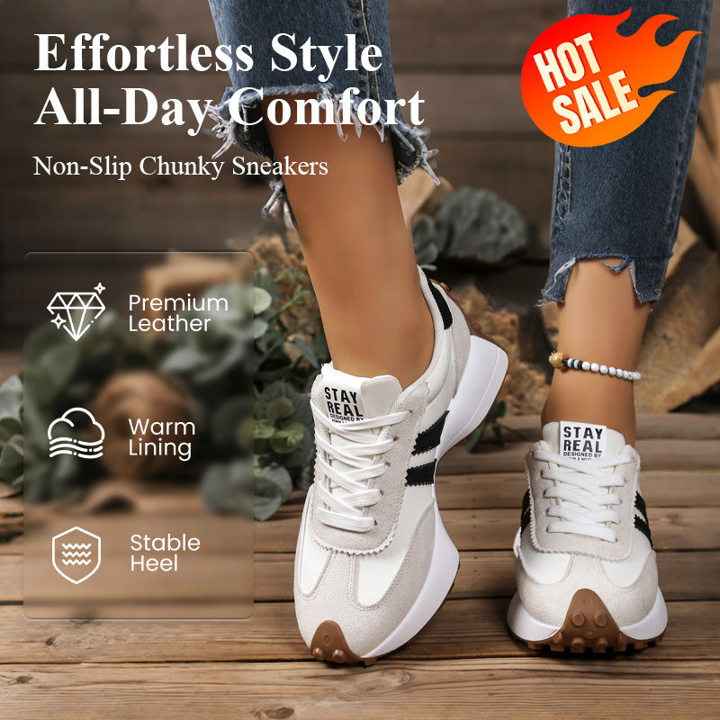 👟 50% RABATT! 🌸 Damen Klobige Freizeitsneaker – 4 cm Plattform, Retro-Design & Rutschfeste Gummisohle Für Einen Coolen Look ✨