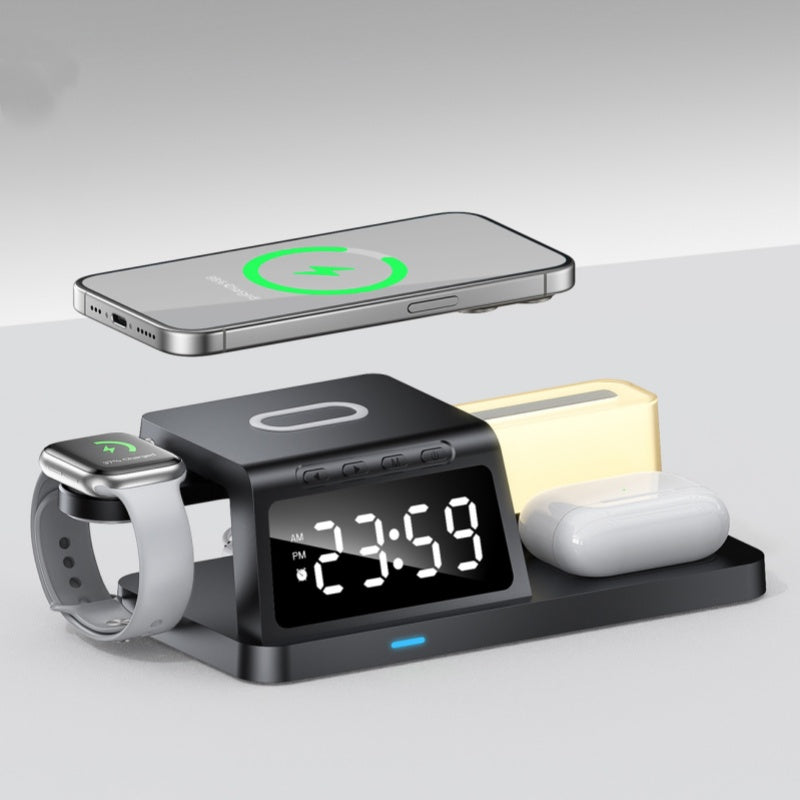 5-in-1 Kabellose Ladestation mit Uhr und Nachtlicht