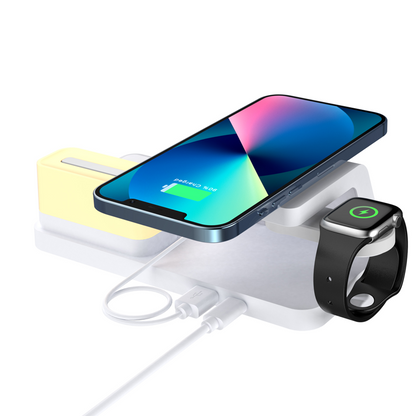 5-in-1 Kabellose Ladestation mit Uhr und Nachtlicht