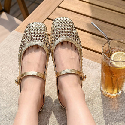 ✨👡 NEUHEIT 2026! Damen-Mules aus gewebtem Material mit eckiger Spitze & Mary-Jane-Verschluss 🌸💖🎀