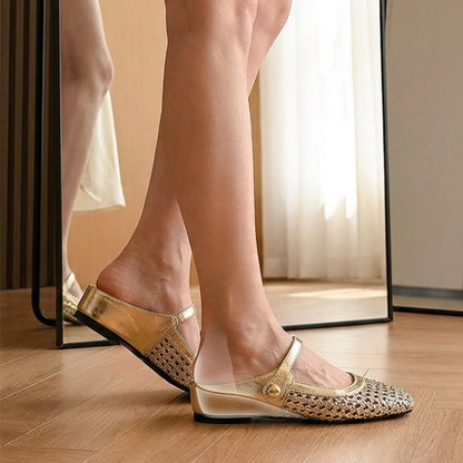 ✨👡 NEUHEIT 2026! Damen-Mules aus gewebtem Material mit eckiger Spitze & Mary-Jane-Verschluss 🌸💖🎀