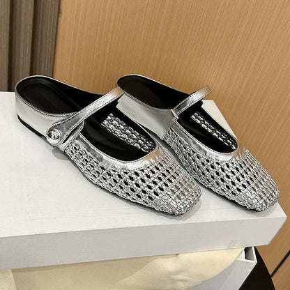 ✨👡 NEUHEIT 2026! Damen-Mules aus gewebtem Material mit eckiger Spitze & Mary-Jane-Verschluss 🌸💖🎀