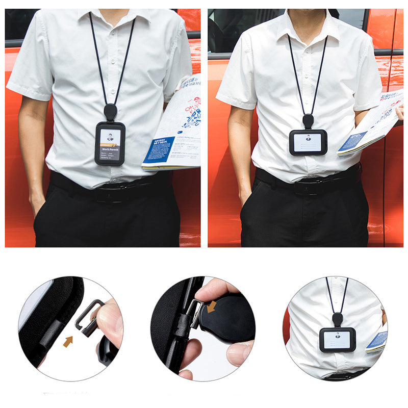 🪪 50% RABATT! 🎗️ Einziehbarer Ausweishalter mit Umhängeband – Ausziehbare Schnur, Sicherer Halt & Praktisch für Alltag 🔒