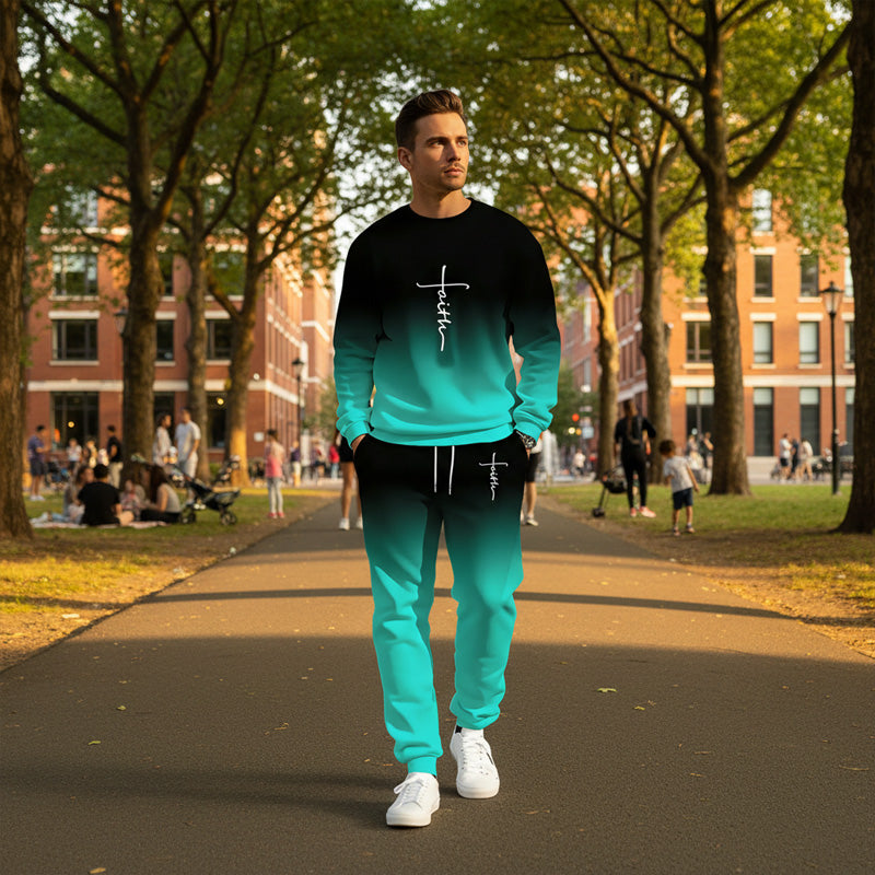 👕🏃 Herren-Trainingsanzug – Farbverlauf-Design, Weich & Atmungsaktiv für Sport & Freizeit 🌬️