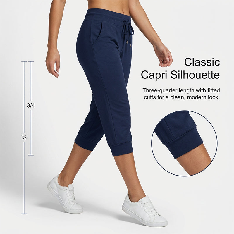 🔥Solange der Vorrat reicht 50 % Rabatt!🎉Damen 3/4 Jogginghose – Strickstoff, Hoher Bund mit Kordelzug, Mit Taschen