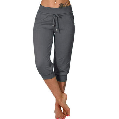 🔥Solange der Vorrat reicht 50 % Rabatt!🎉Damen 3/4 Jogginghose – Strickstoff, Hoher Bund mit Kordelzug, Mit Taschen