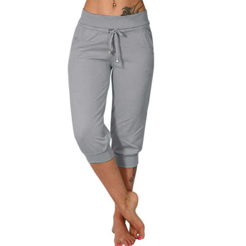 🔥Solange der Vorrat reicht 50 % Rabatt!🎉Damen 3/4 Jogginghose – Strickstoff, Hoher Bund mit Kordelzug, Mit Taschen