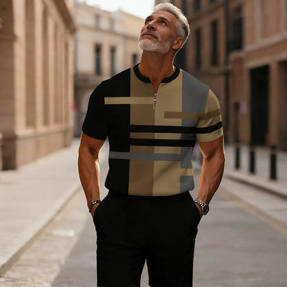 🔥60% RABATT🔥 Herren-Set: Hemd und Shorts mit Viertelreißverschluss