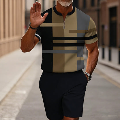 🔥60% RABATT🔥 Herren-Set: Hemd und Shorts mit Viertelreißverschluss