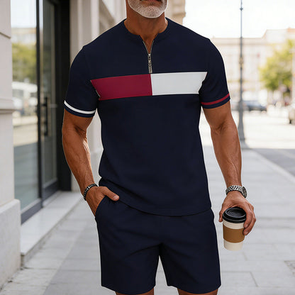 🔥60% RABATT🔥 Herren-Set: Hemd und Shorts mit Viertelreißverschluss