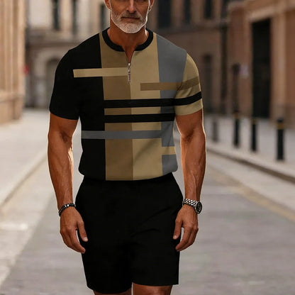 🔥60% RABATT🔥 Herren-Set: Hemd und Shorts mit Viertelreißverschluss