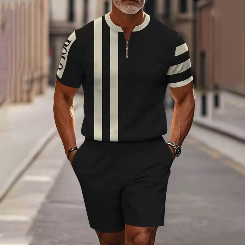 🔥60% RABATT🔥 Herren-Set: Hemd und Shorts mit Viertelreißverschluss