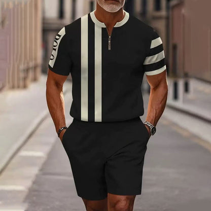 🔥60% RABATT🔥 Herren-Set: Hemd und Shorts mit Viertelreißverschluss