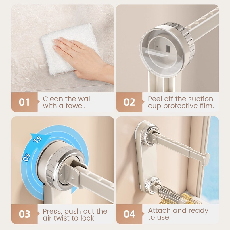 🧺 50% RABATT! 🛠️ Klappbarer teleskopischer Saugnapf-Wäscheständer – Platzsparend, stabil & einfach zu montieren – Ideal für kleine Wohnungen, Bad & Balkon ✨
