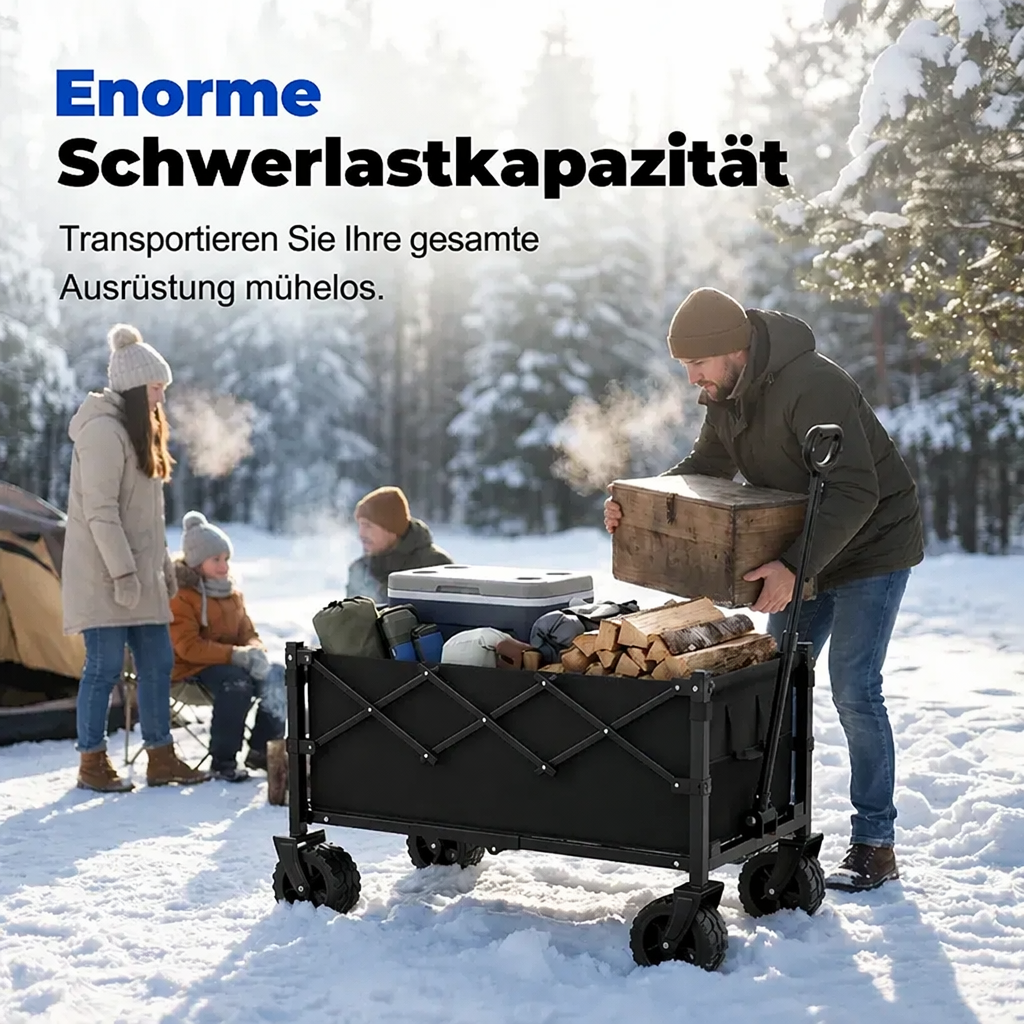 🛒 50% RABATT! 🌿 Faltbarer Transportwagen – Stabiler Stahlrahmen & 80 kg Traglast – Ideal für Garten, Camping oder Strand – leicht & zusammenklappbar – praktisch für Ausflüge und Einkäufe 🏖️🧳✨