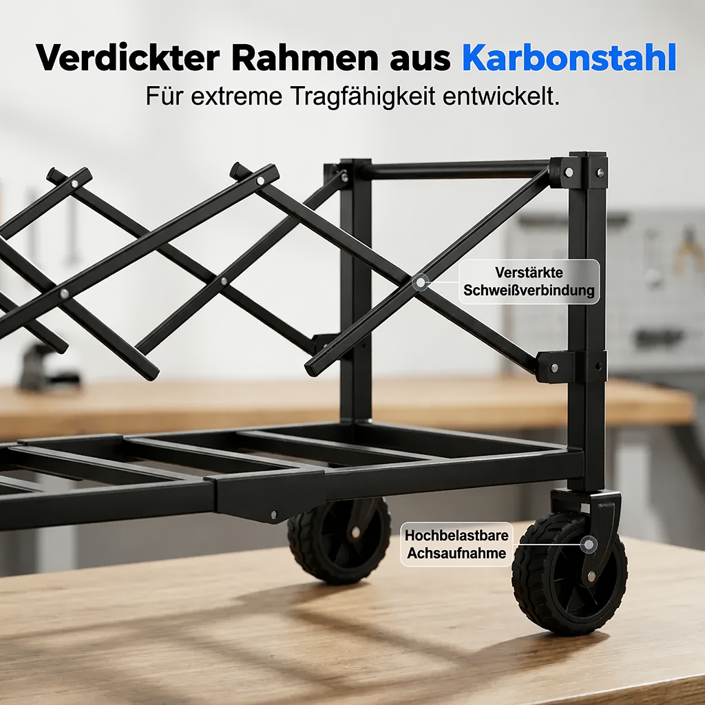 🛒 50% RABATT! 🌿 Faltbarer Transportwagen – Stabiler Stahlrahmen & 80 kg Traglast – Ideal für Garten, Camping oder Strand – leicht & zusammenklappbar – praktisch für Ausflüge und Einkäufe 🏖️🧳✨