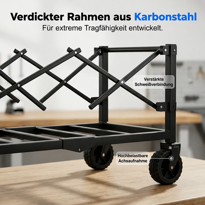 🛒 50% RABATT! 🌿 Faltbarer Transportwagen – Stabiler Stahlrahmen & 80 kg Traglast – Ideal für Garten, Camping oder Strand – leicht & zusammenklappbar – praktisch für Ausflüge und Einkäufe 🏖️🧳✨