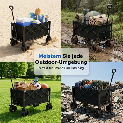 🛒 50% RABATT! 🌿 Faltbarer Transportwagen – Stabiler Stahlrahmen & 80 kg Traglast – Ideal für Garten, Camping oder Strand – leicht & zusammenklappbar – praktisch für Ausflüge und Einkäufe 🏖️🧳✨