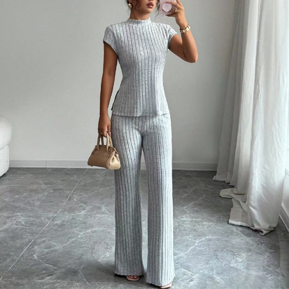 👗 LIMITIERTES ANGEBOT: 50% RABATT! 🍂 2-teiliges Set – Ärmelloses Oberteil mit Stehkragen & Weite Hose ✨
