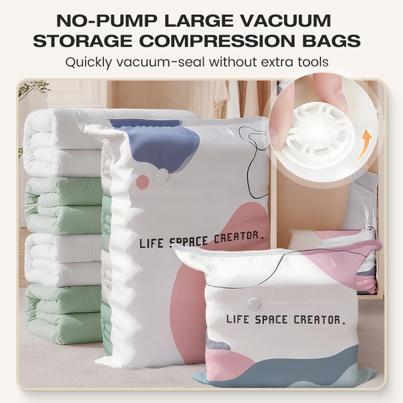 🛏️ LIMITIERTER 50% RABATT!🔥Pumpenfreie Vakuum-Kompressionsbeutel – Spart bis zu 80% Stauraum für Bettwäsche, Kleidung & Reise
