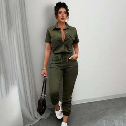 🥳2026 HEISSER VERKAUF🥳💞50K+ ✨Kurzärmeliger Jumpsuit für Damen mit Knopfleiste