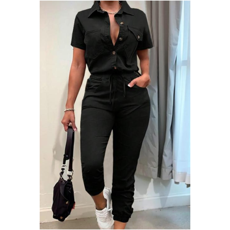 🥳2026 HEISSER VERKAUF🥳💞50K+ ✨Kurzärmeliger Jumpsuit für Damen mit Knopfleiste