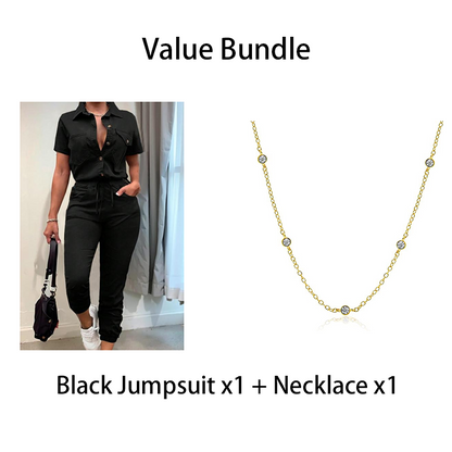 🥳2026 HEISSER VERKAUF🥳💞50K+ ✨Kurzärmeliger Jumpsuit für Damen mit Knopfleiste