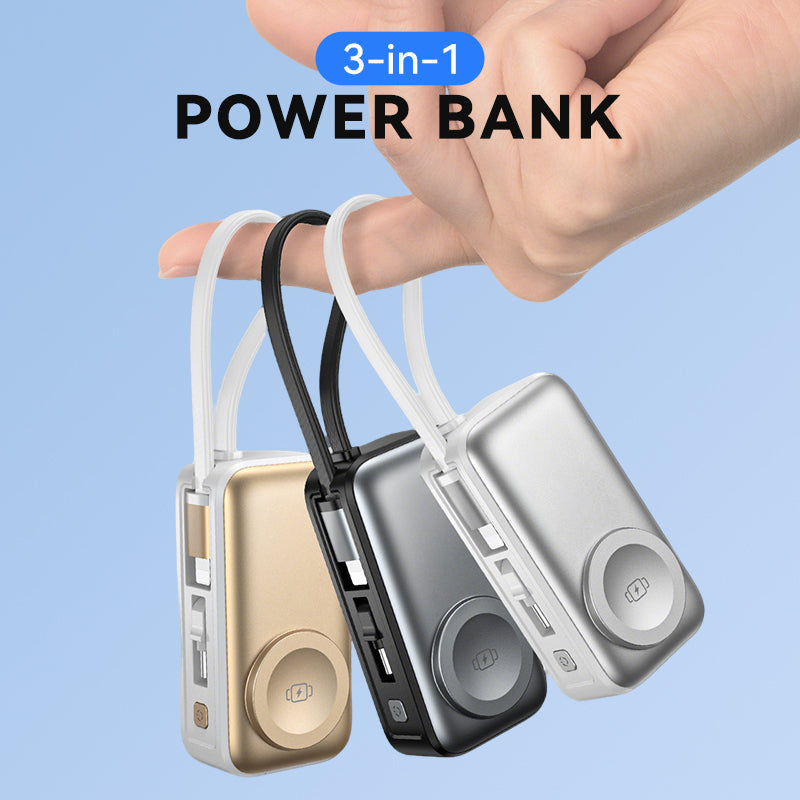 📢50 % RABATT⏰ 3‑in‑1 Magnetische Mini‑Powerbank 5000 mAh, kabelloses Laden für iPhone, Watch & Android