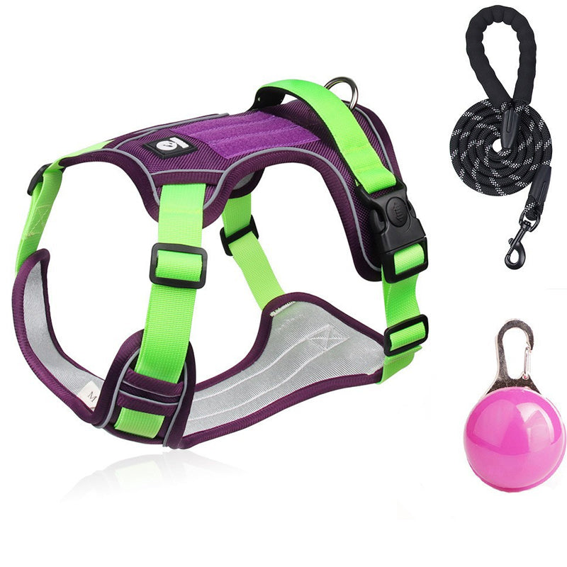 🐾 Anti-Zug Hundegeschirr mit Front-D-Ring 🦮 inkl. Leine & LED-Halsband 🔥 sicher & komfortabel