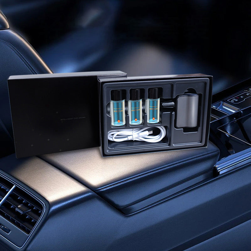🚗💨 Intelligenter Auto-Lufterfrischer – 3x10ml Natürliches Parfüm, 45 Tage langanhaltend – Automatische Duftverteilung für frischen Innenraum